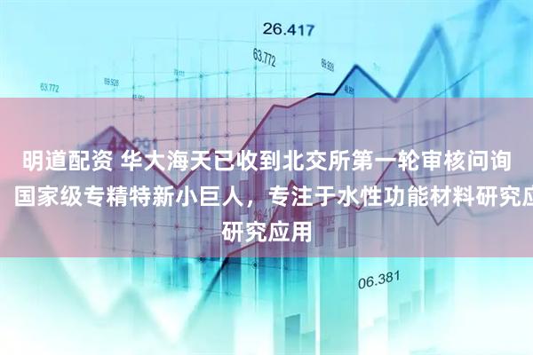 明道配资 华大海天已收到北交所第一轮审核问询函：国家级专精特新小巨人，专注于水性功能材料研究应用